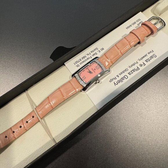 BULOVA DIAMOND PINK LEATHER WATCH - Picture 1 of 2